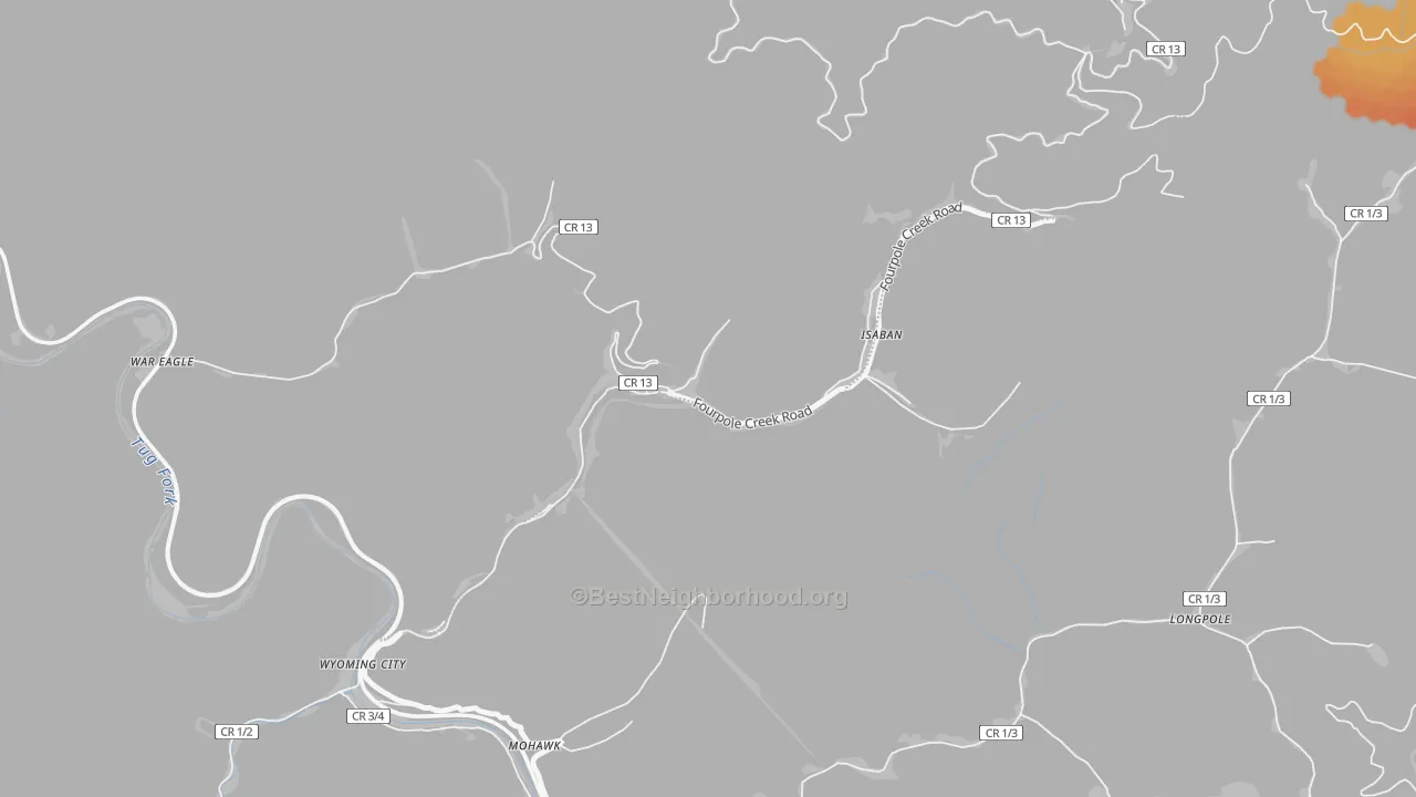 Bike Grade map of 24846, WV