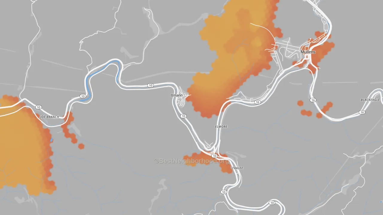 Bike Grade map of 24847, WV
