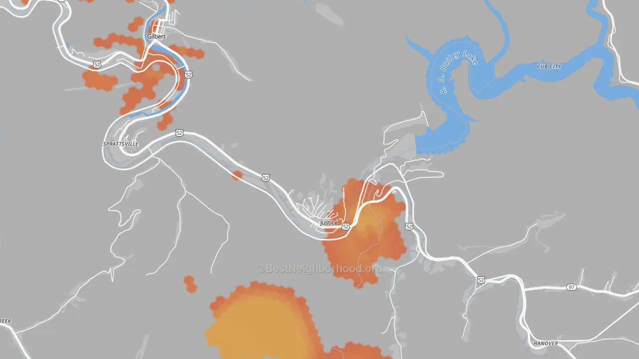 Bike Grade map of 24851, WV