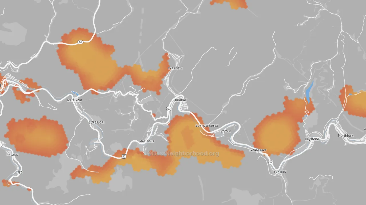 Bike Grade map of 24853, WV