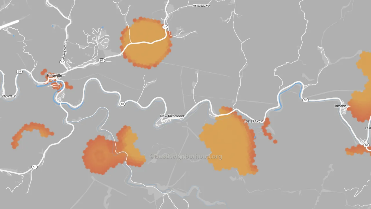 Bike Grade map of 24867, WV