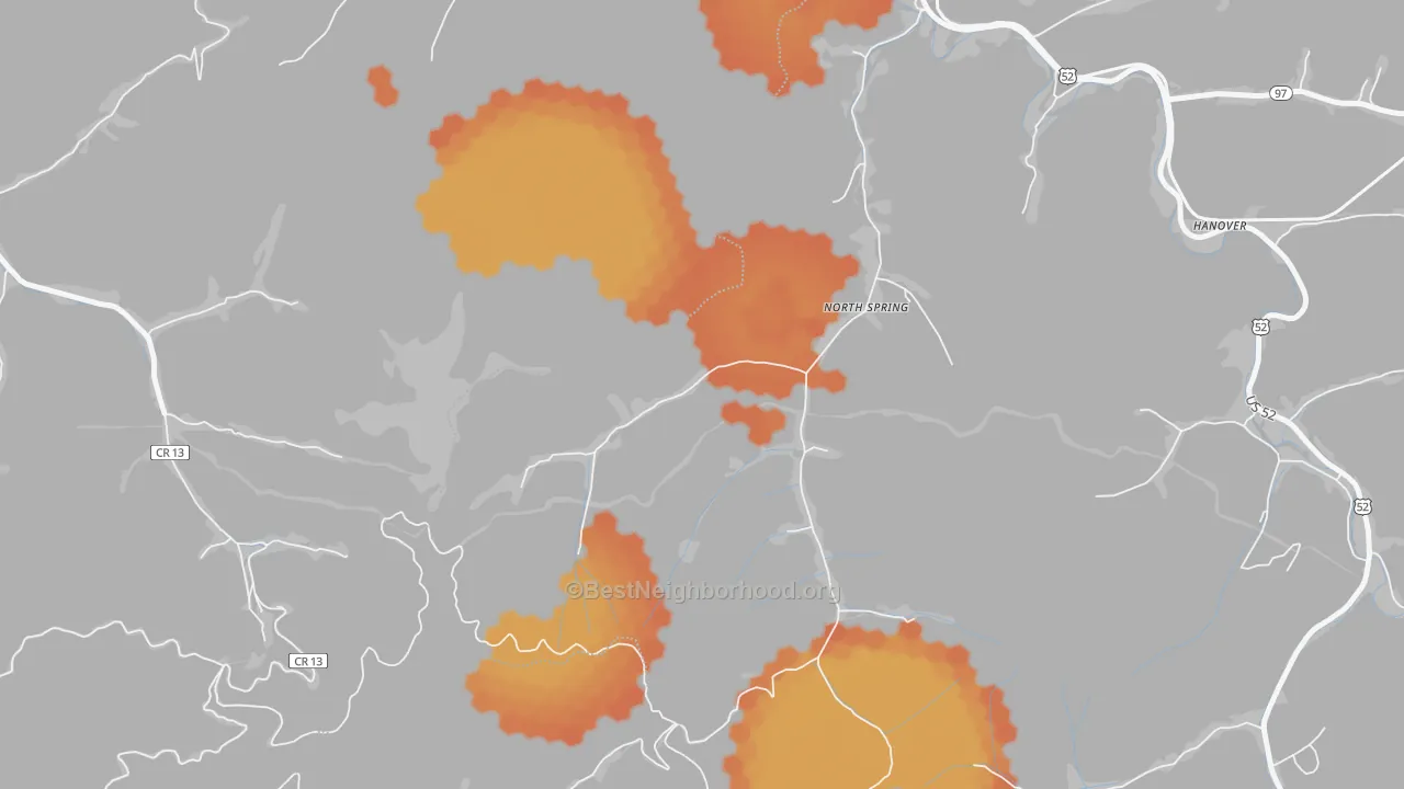 Bike Grade map of 24869, WV