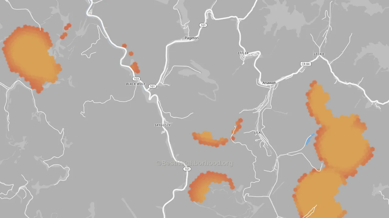 Bike Grade map of 24871, WV
