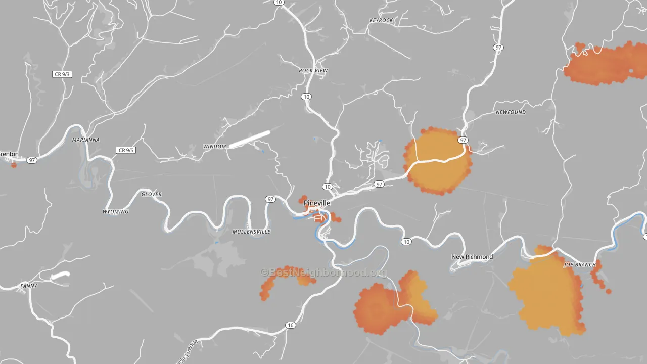 Bike Grade map of 24874, WV