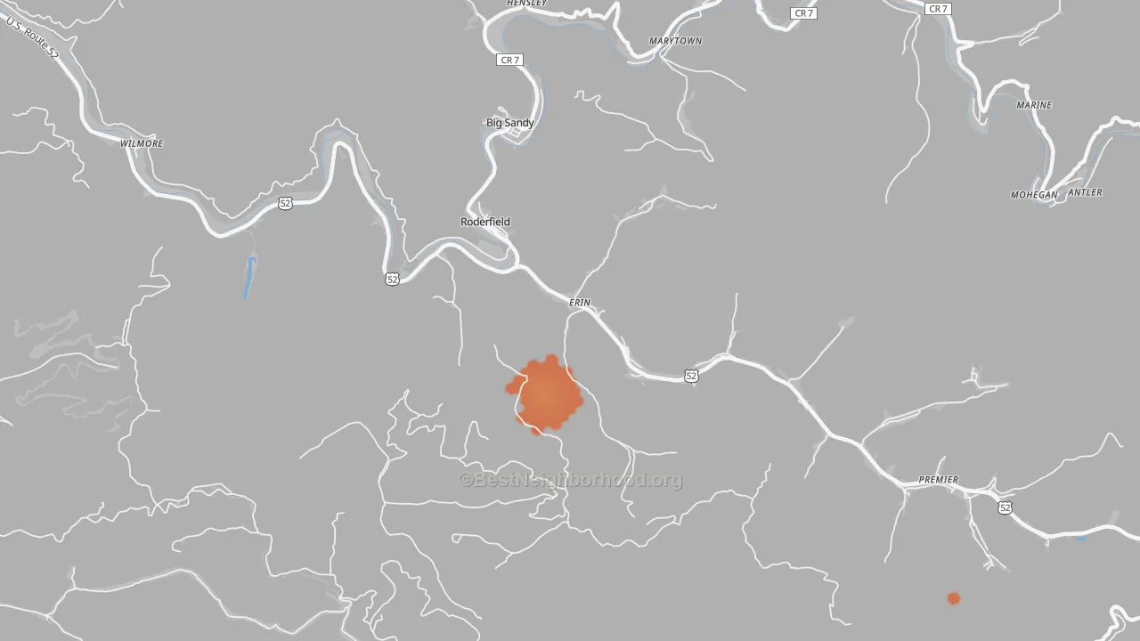 Bike Grade map of 24881, WV