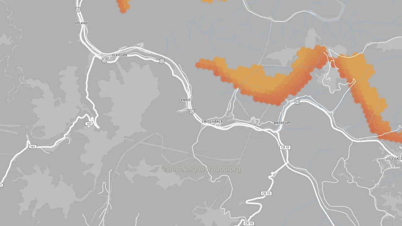 Bike Grade map of 24887, WV