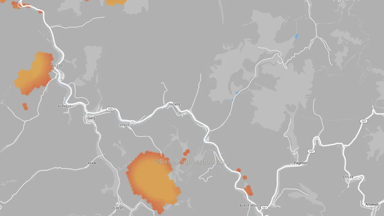 Bike Grade map of 24888, WV