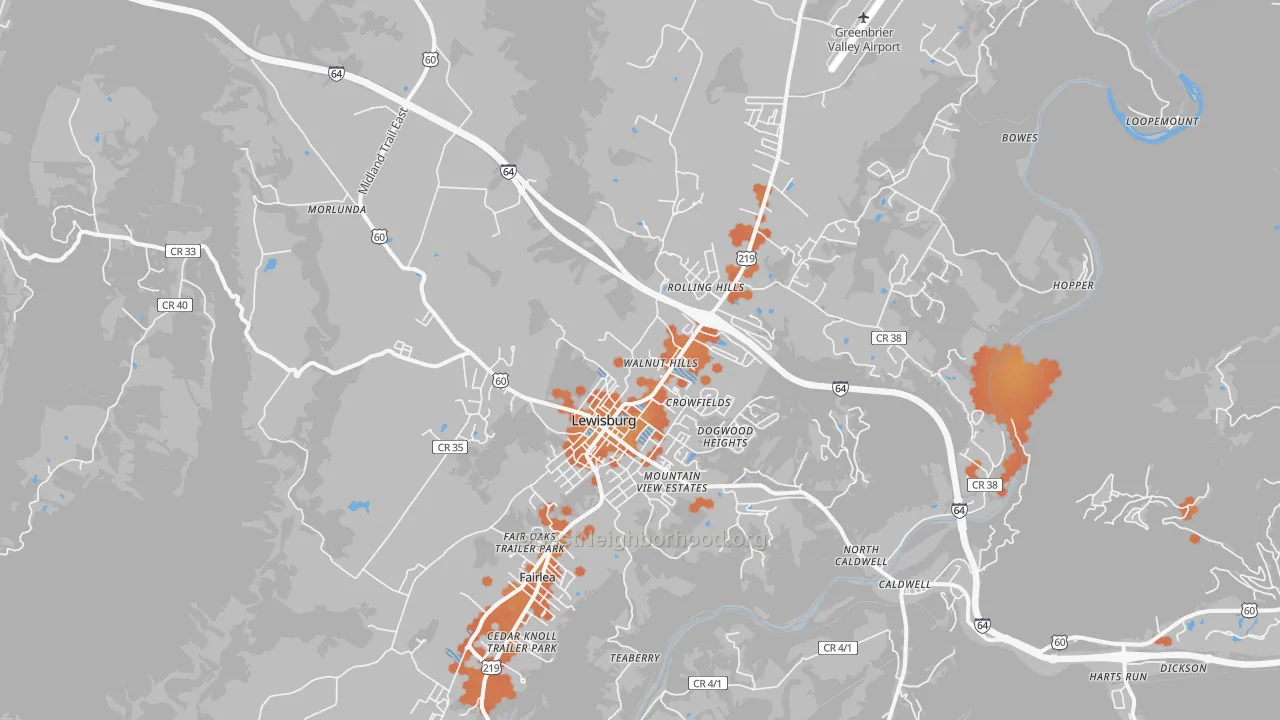 Bike Grade map of 24901, WV