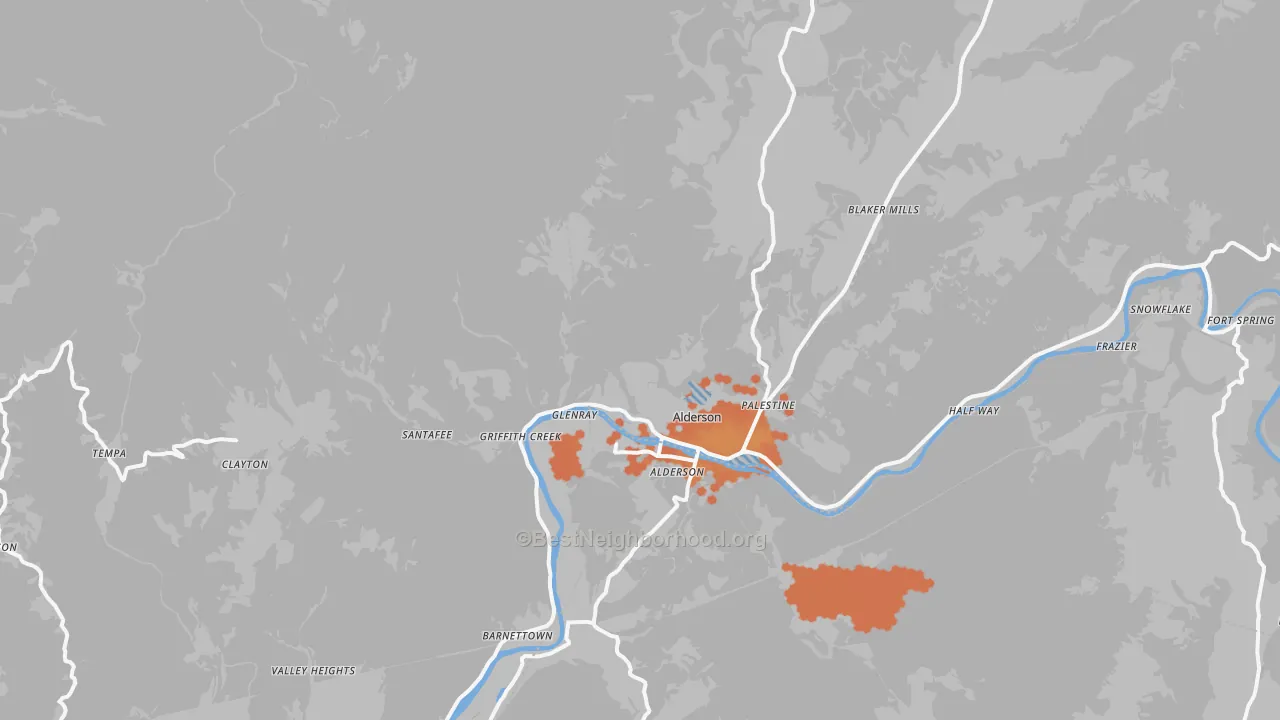 Bike Grade map of 24910, WV