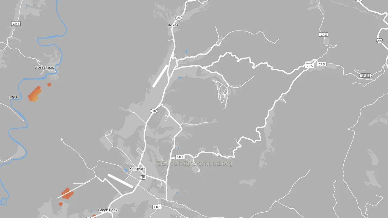 Bike Grade map of 24915, WV