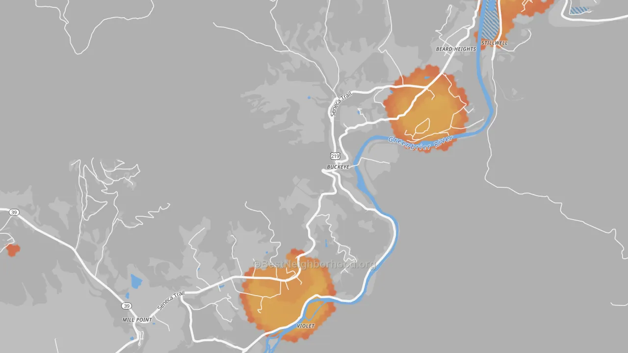 Bike Grade map of 24924, WV