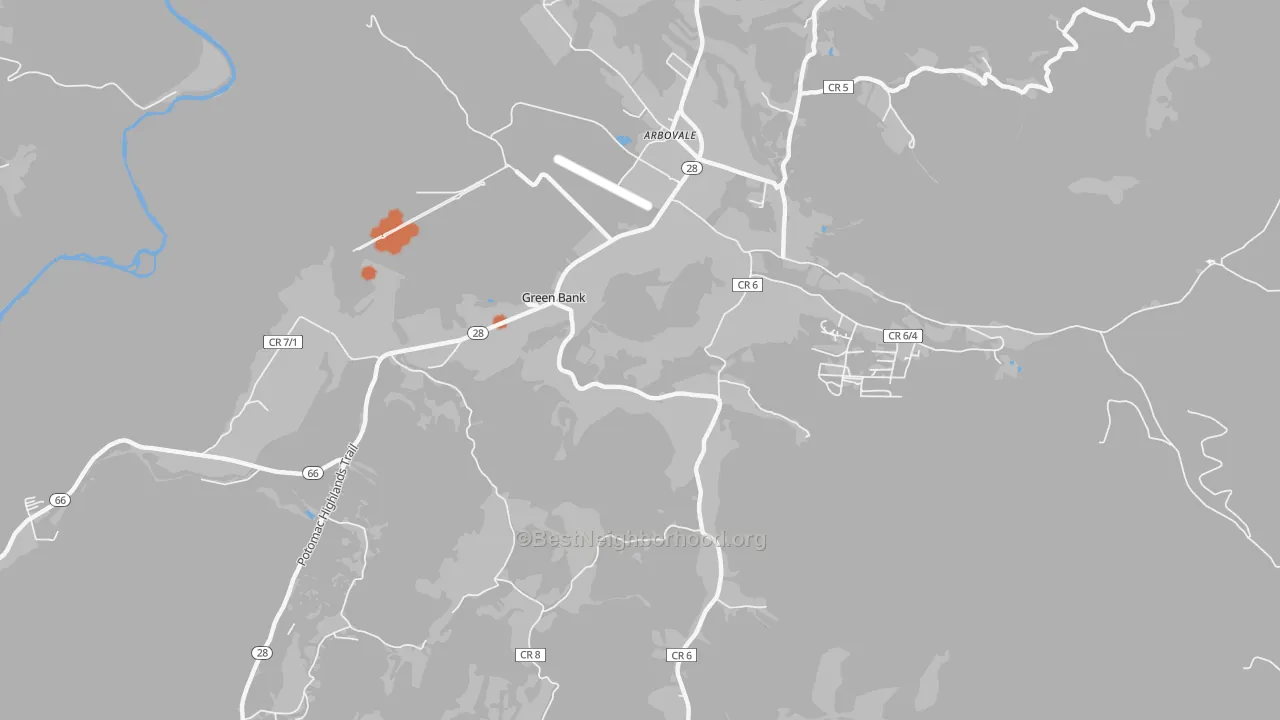 Bike Grade map of 24944, WV