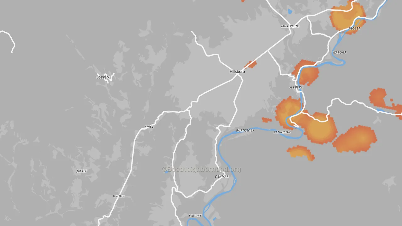 Bike Grade map of 24946, WV