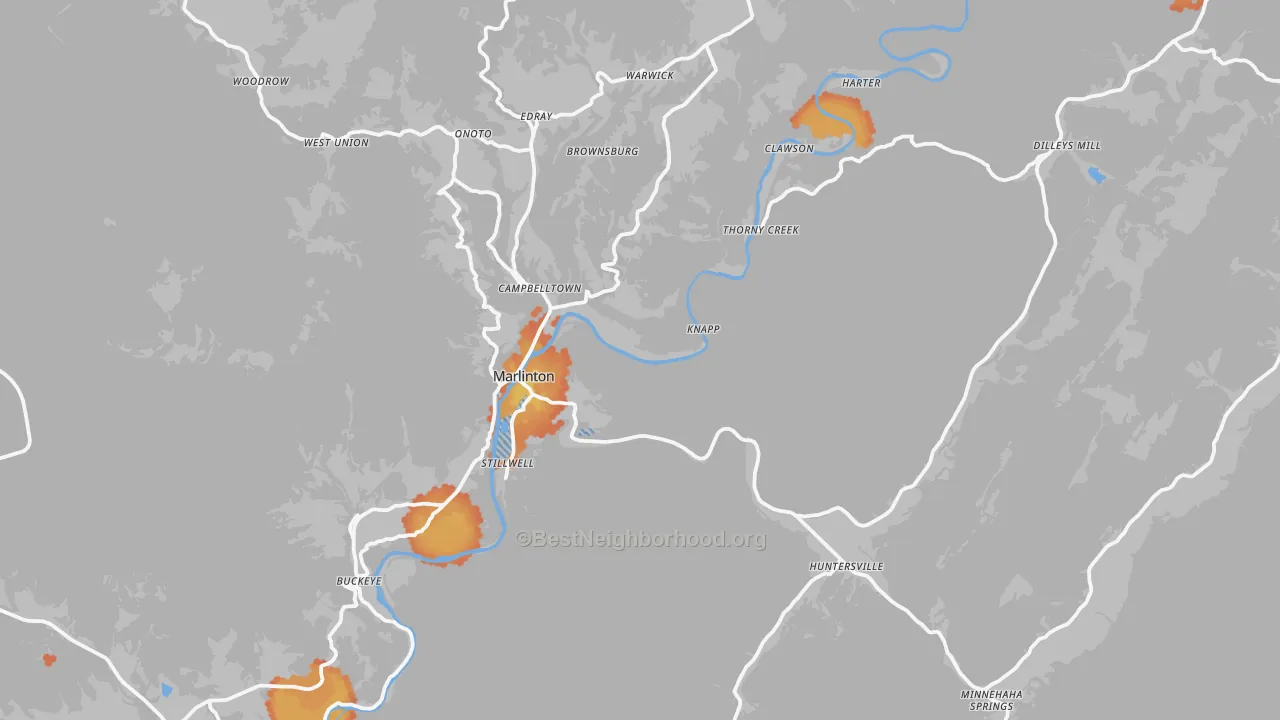 Bike Grade map of 24954, WV