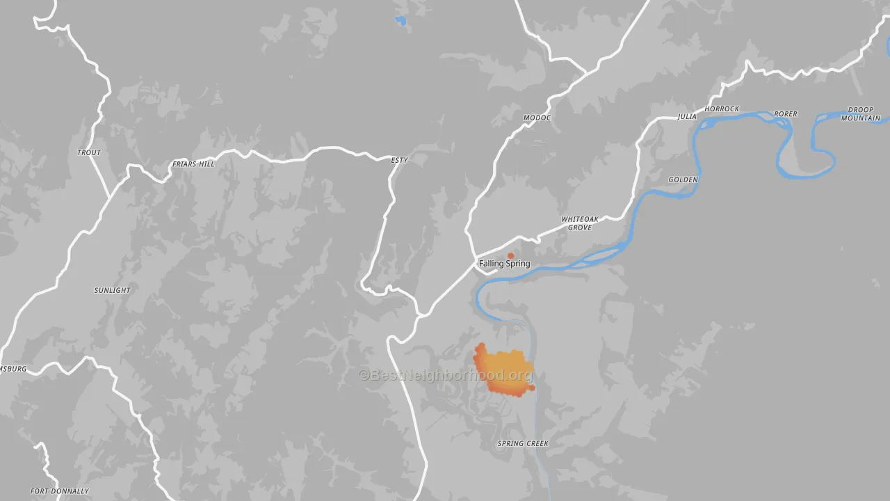 Bike Grade map of 24966, WV