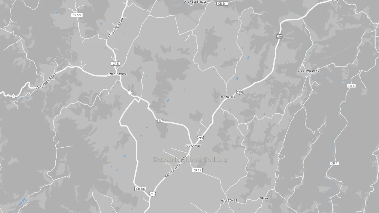 Bike Grade map of 24976, WV