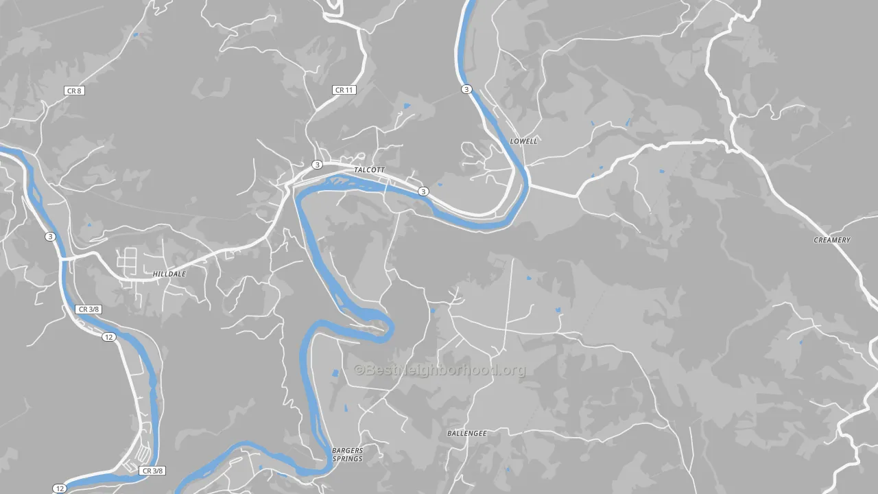 Bike Grade map of 24981, WV