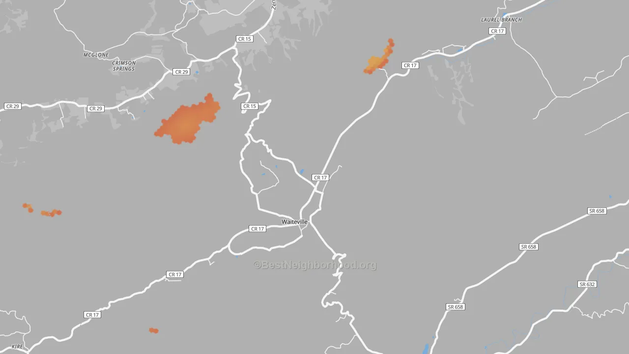 Bike Grade map of 24984, WV