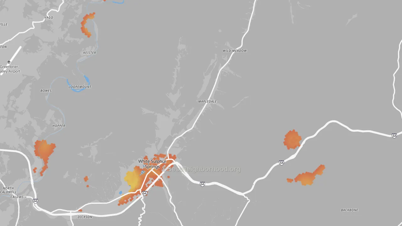 Bike Grade map of 24986, WV