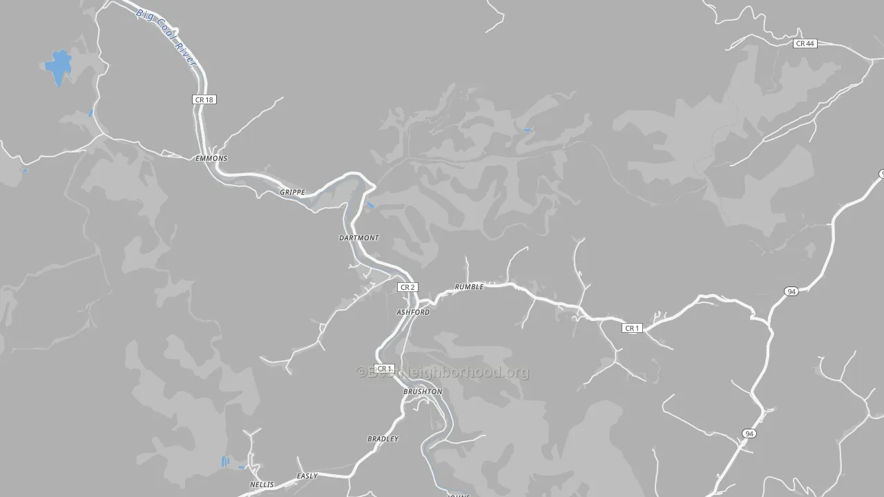 Bike Grade map of 25009, WV