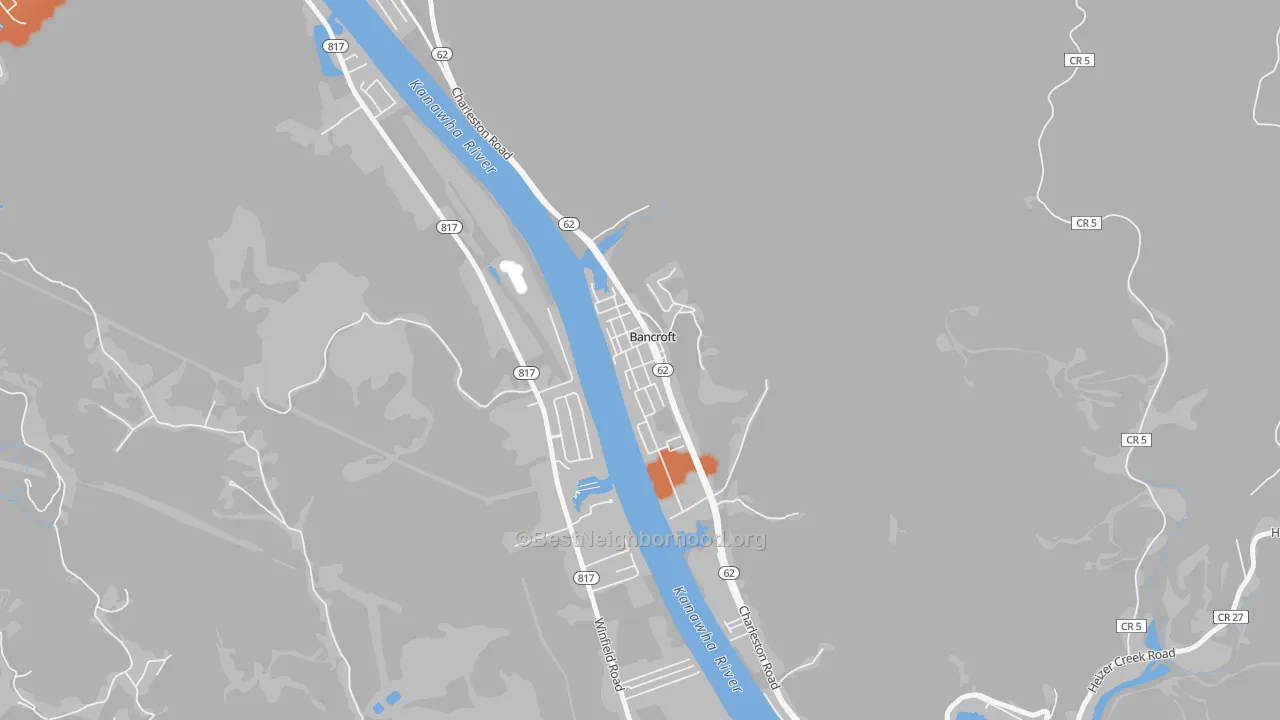 Bike Grade map of 25011, WV