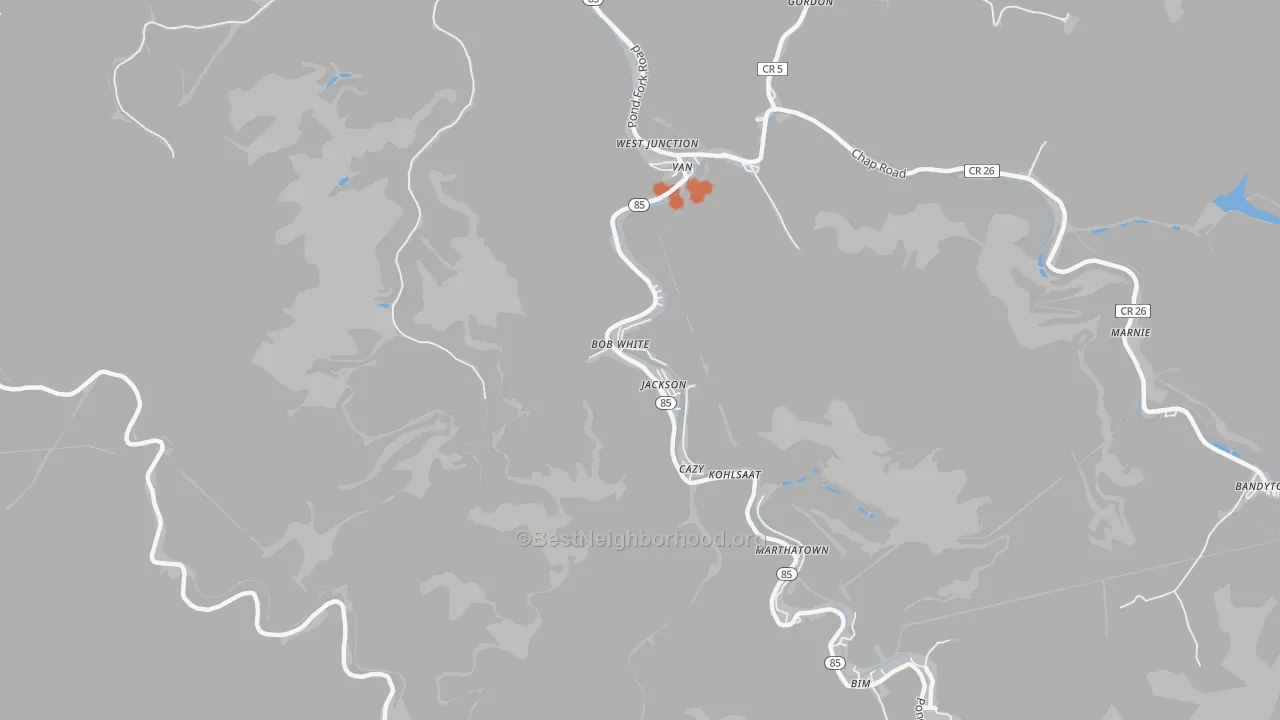 Bike Grade map of 25028, WV