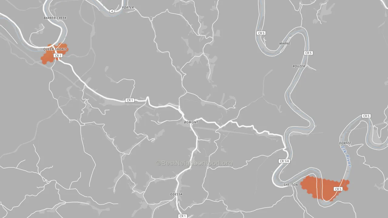 Bike Grade map of 25030, WV