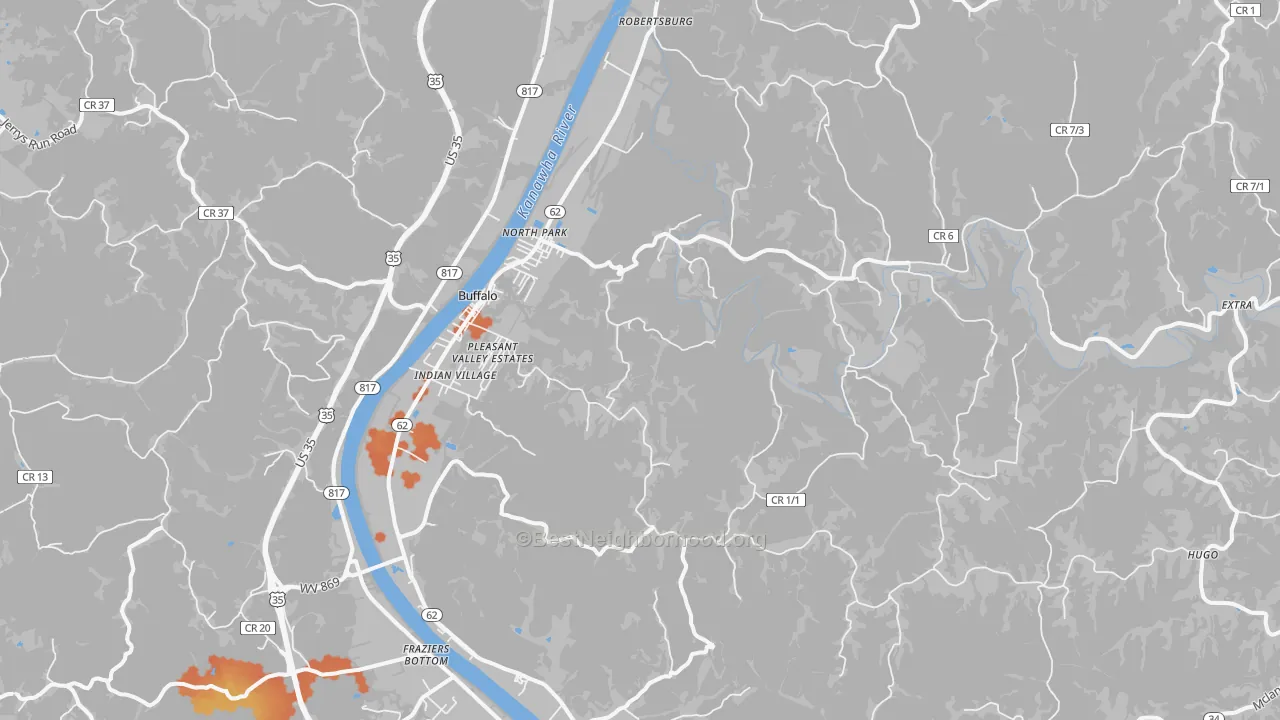 Bike Grade map of 25033, WV