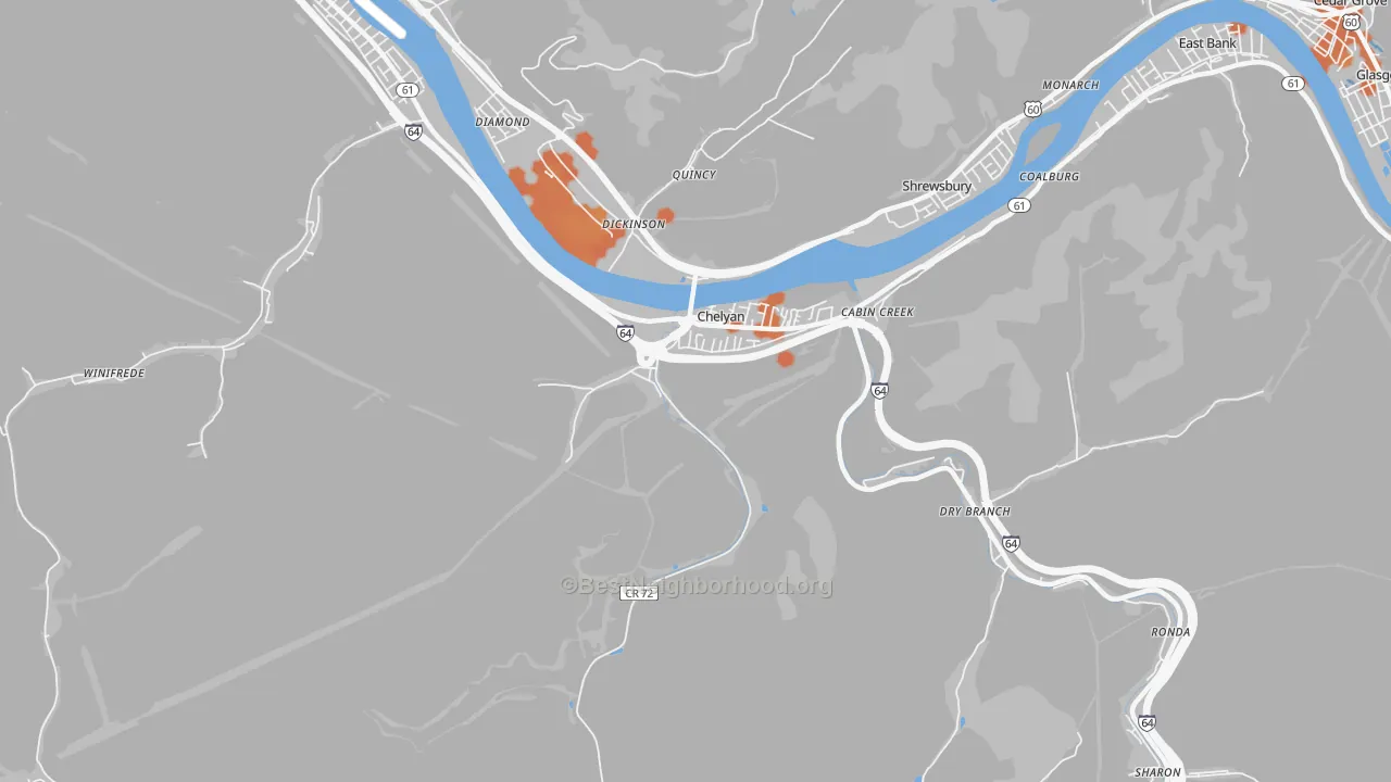 Bike Grade map of 25035, WV