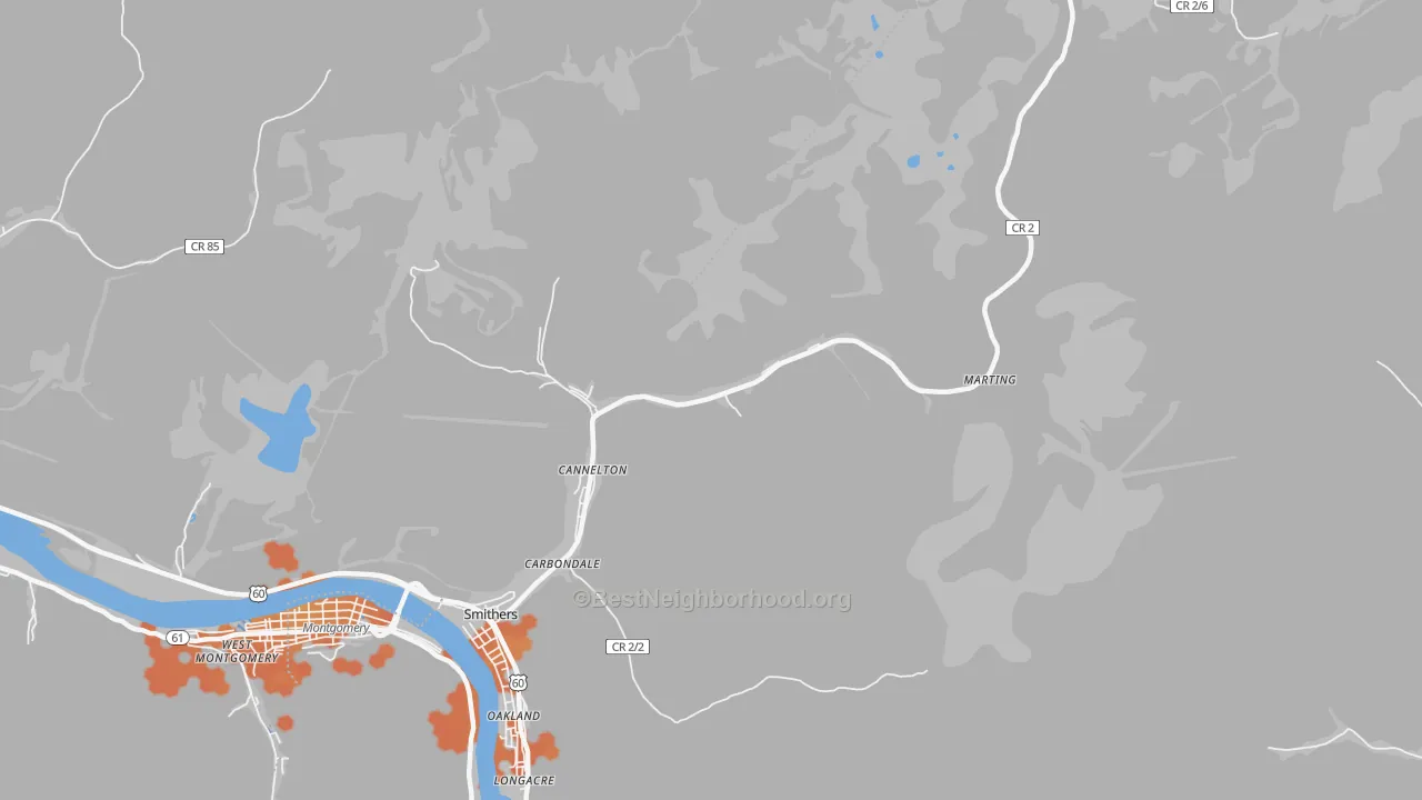 Bike Grade map of 25036, WV