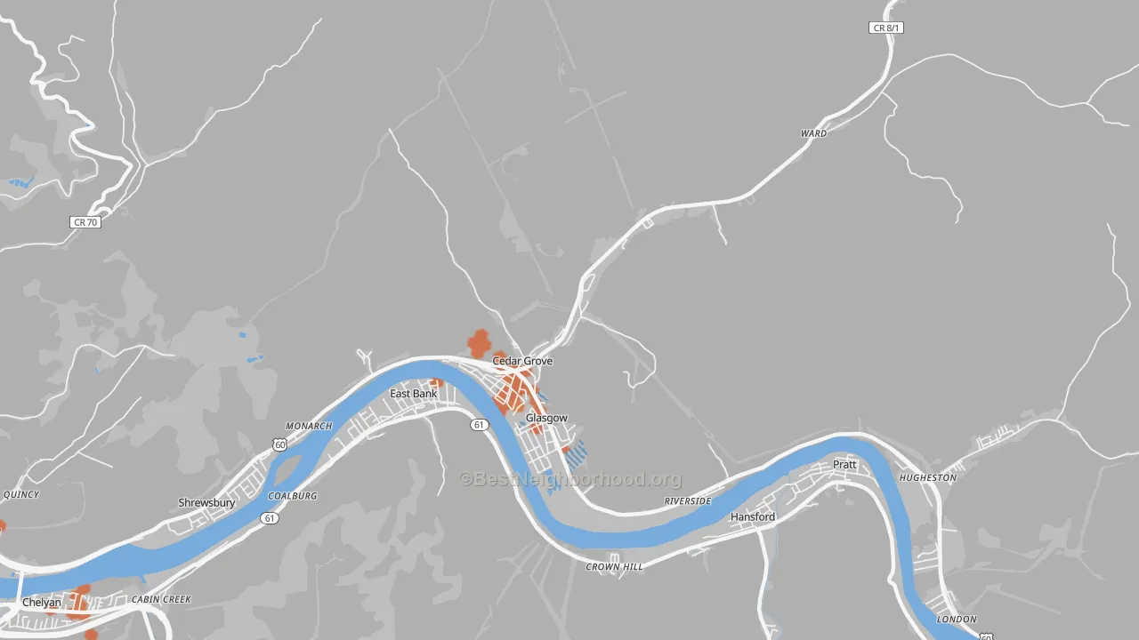 Bike Grade map of 25039, WV