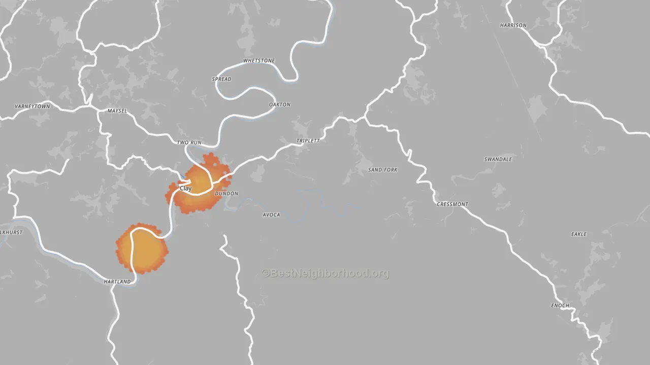 Bike Grade map of 25043, WV
