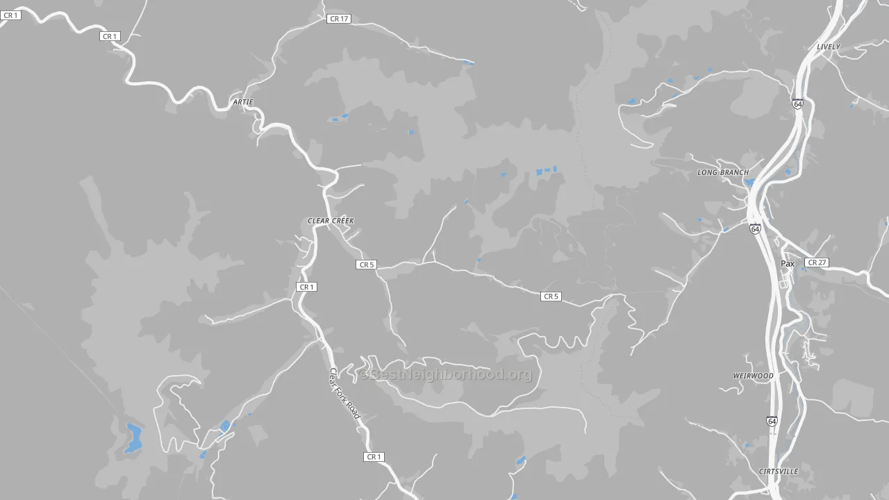 Bike Grade map of 25044, WV
