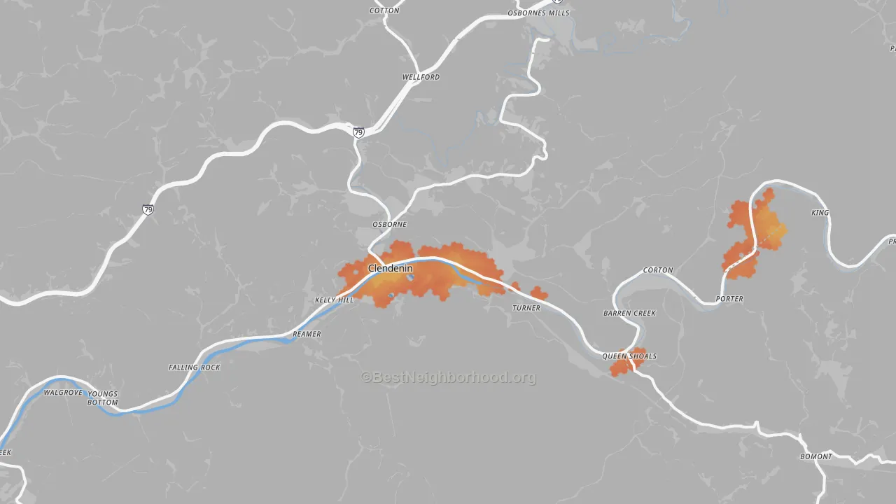 Bike Grade map of 25045, WV