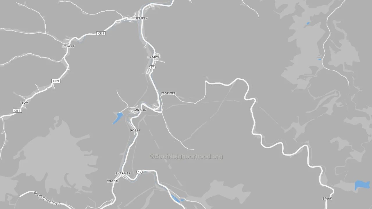 Bike Grade map of 25047, WV