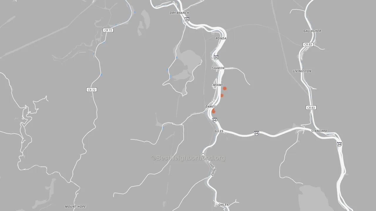 Bike Grade map of 25054, WV