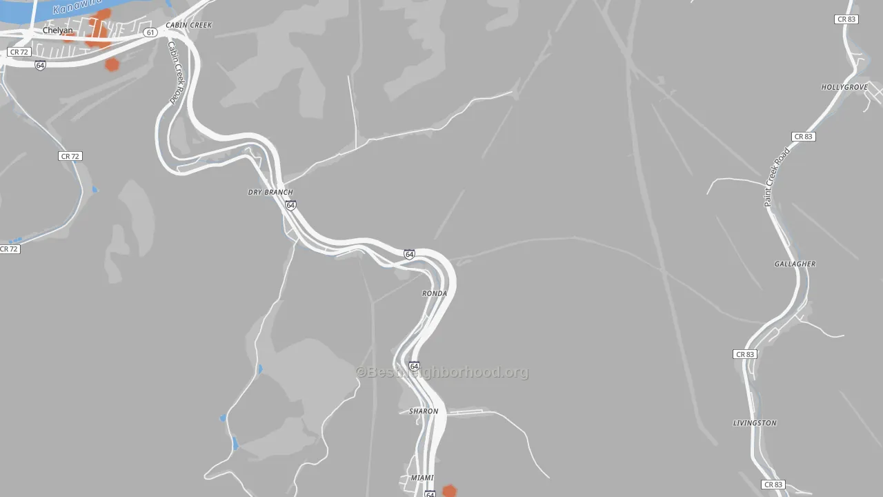 Bike Grade map of 25061, WV