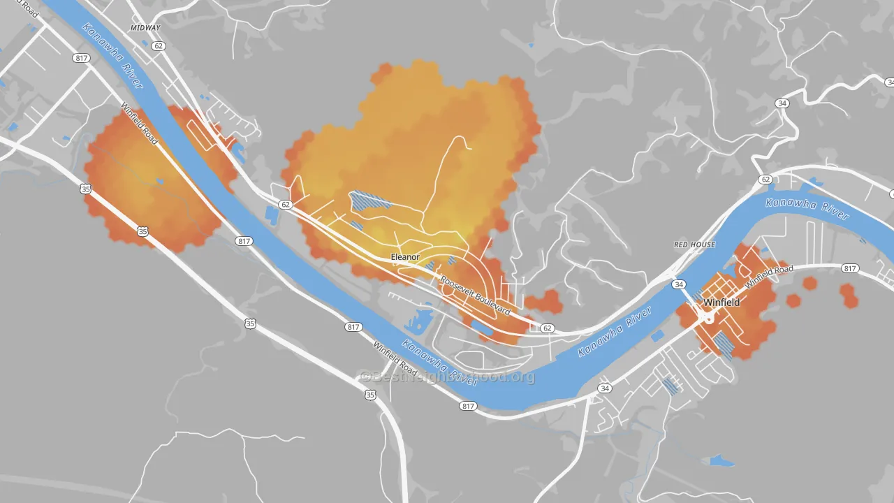 Bike Grade map of 25070, WV