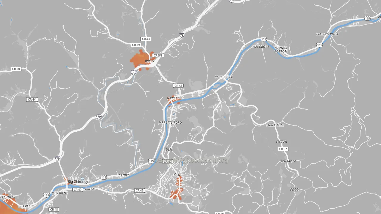 Bike Grade map of 25071, WV