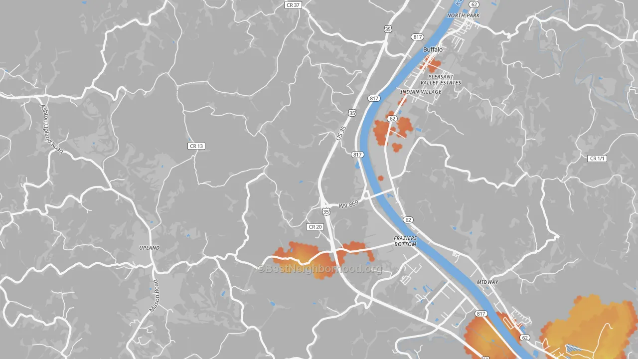 Bike Grade map of 25082, WV