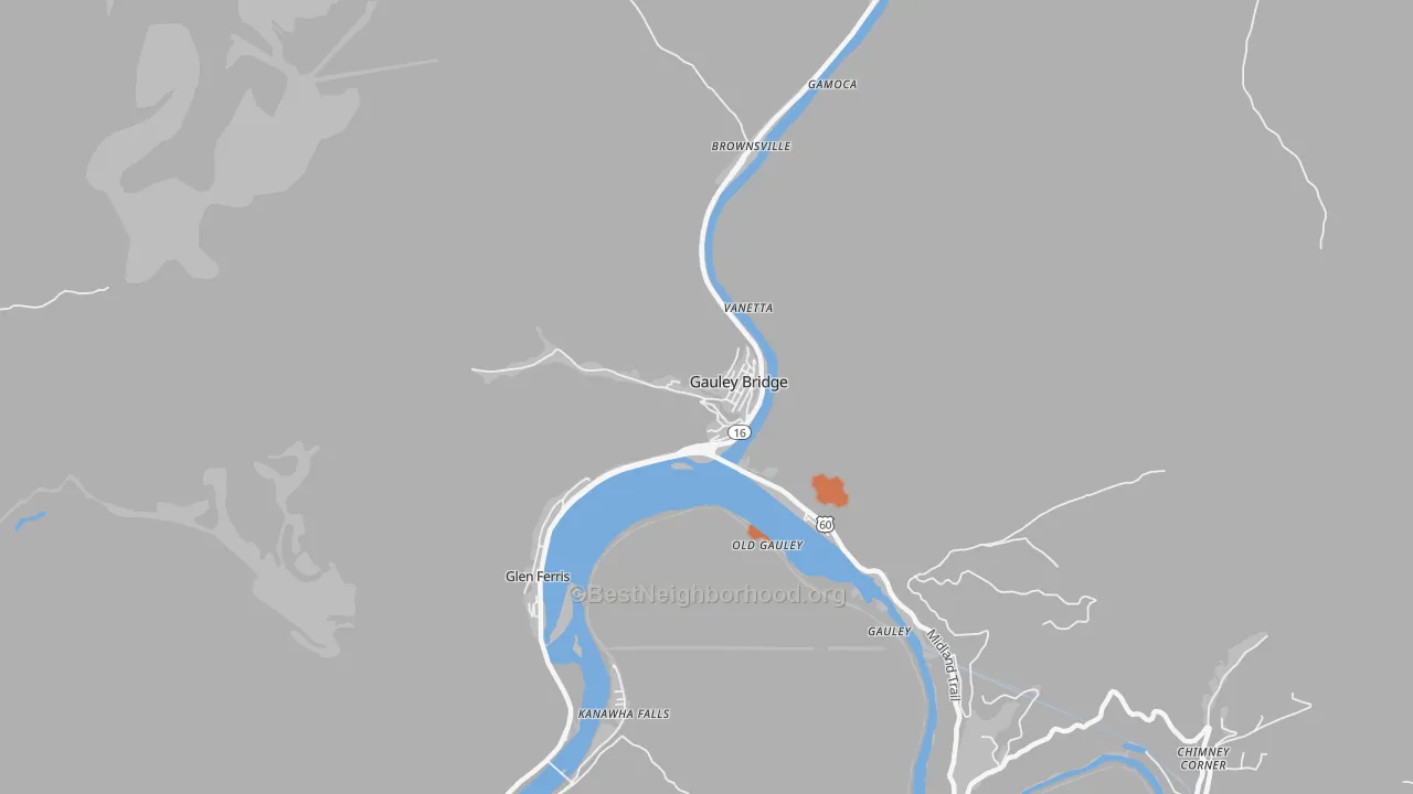 Bike Grade map of 25085, WV