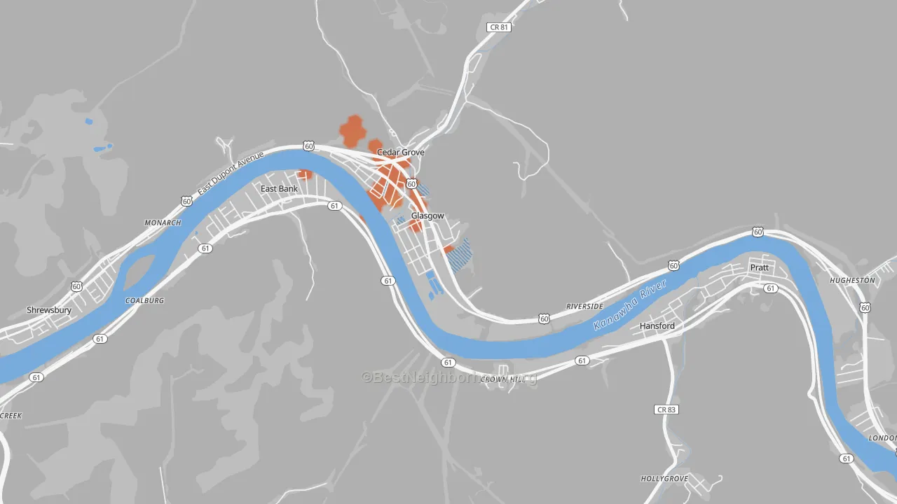 Bike Grade map of 25086, WV