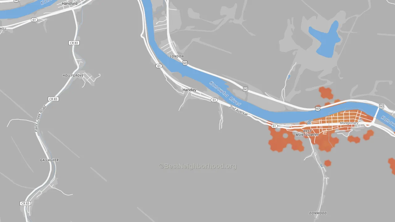 Bike Grade map of 25102, WV