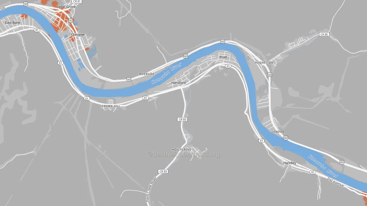 Bike Grade map of 25103, WV