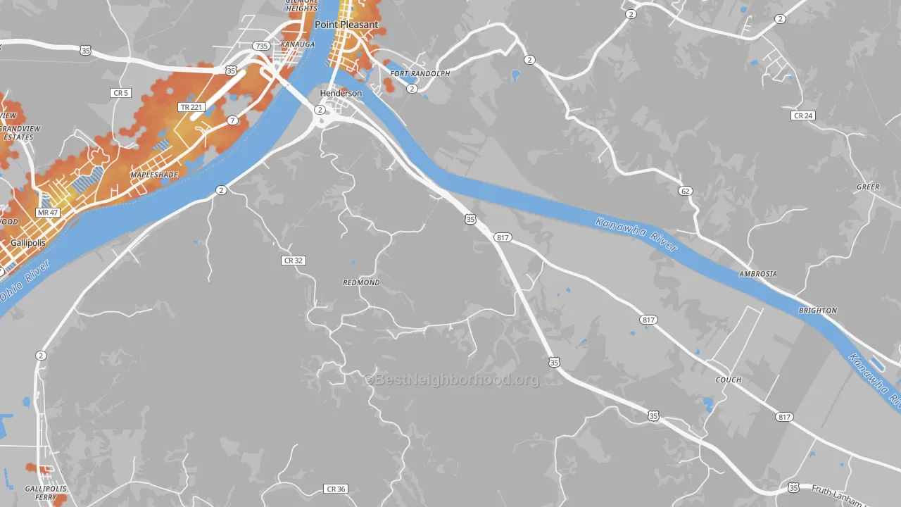 Bike Grade map of 25106, WV
