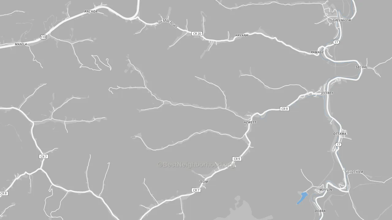 Bike Grade map of 25108, WV