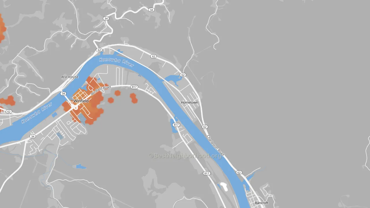 Bike Grade map of 25109, WV