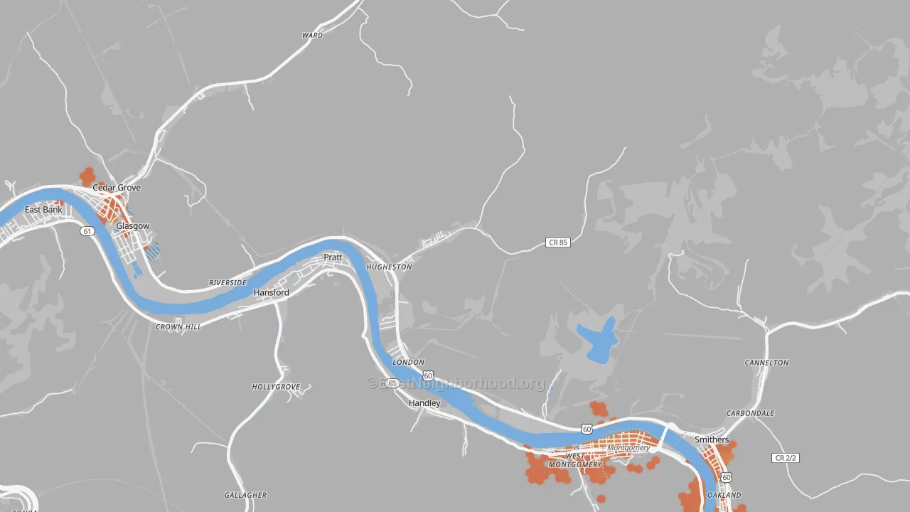 Bike Grade map of 25110, WV