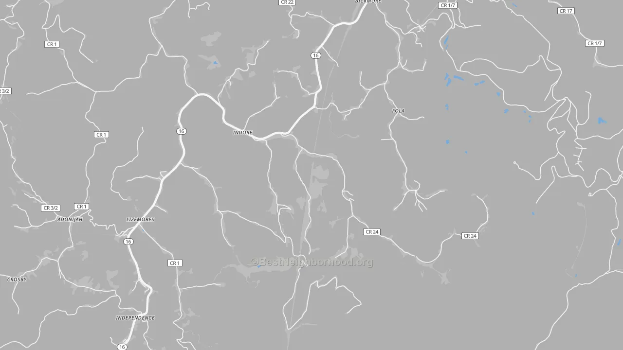 Bike Grade map of 25111, WV