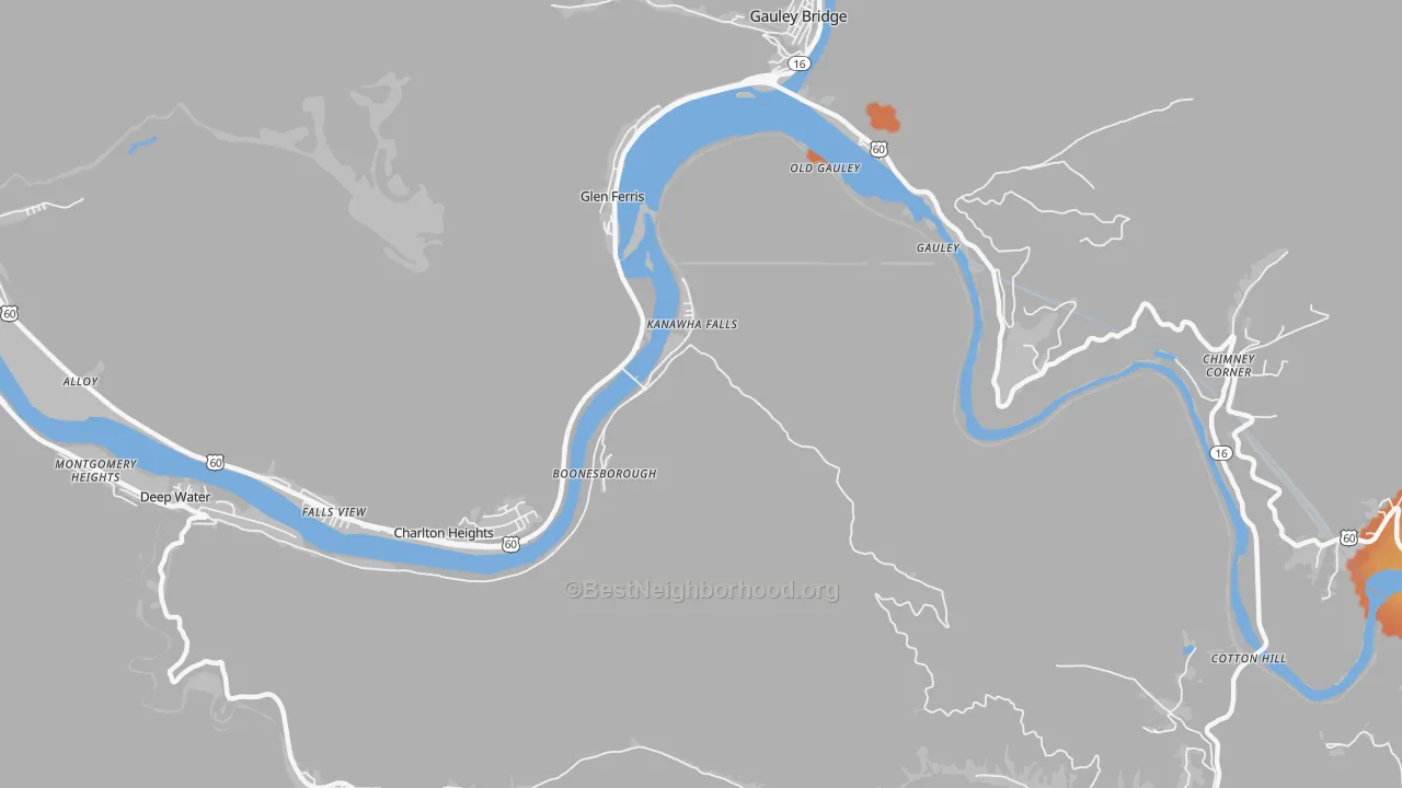 Bike Grade map of 25115, WV